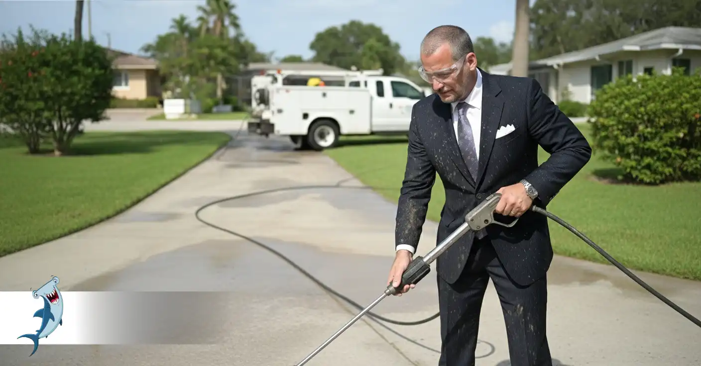 Before Naples Concrete Driveway Green Algae Oil Stains