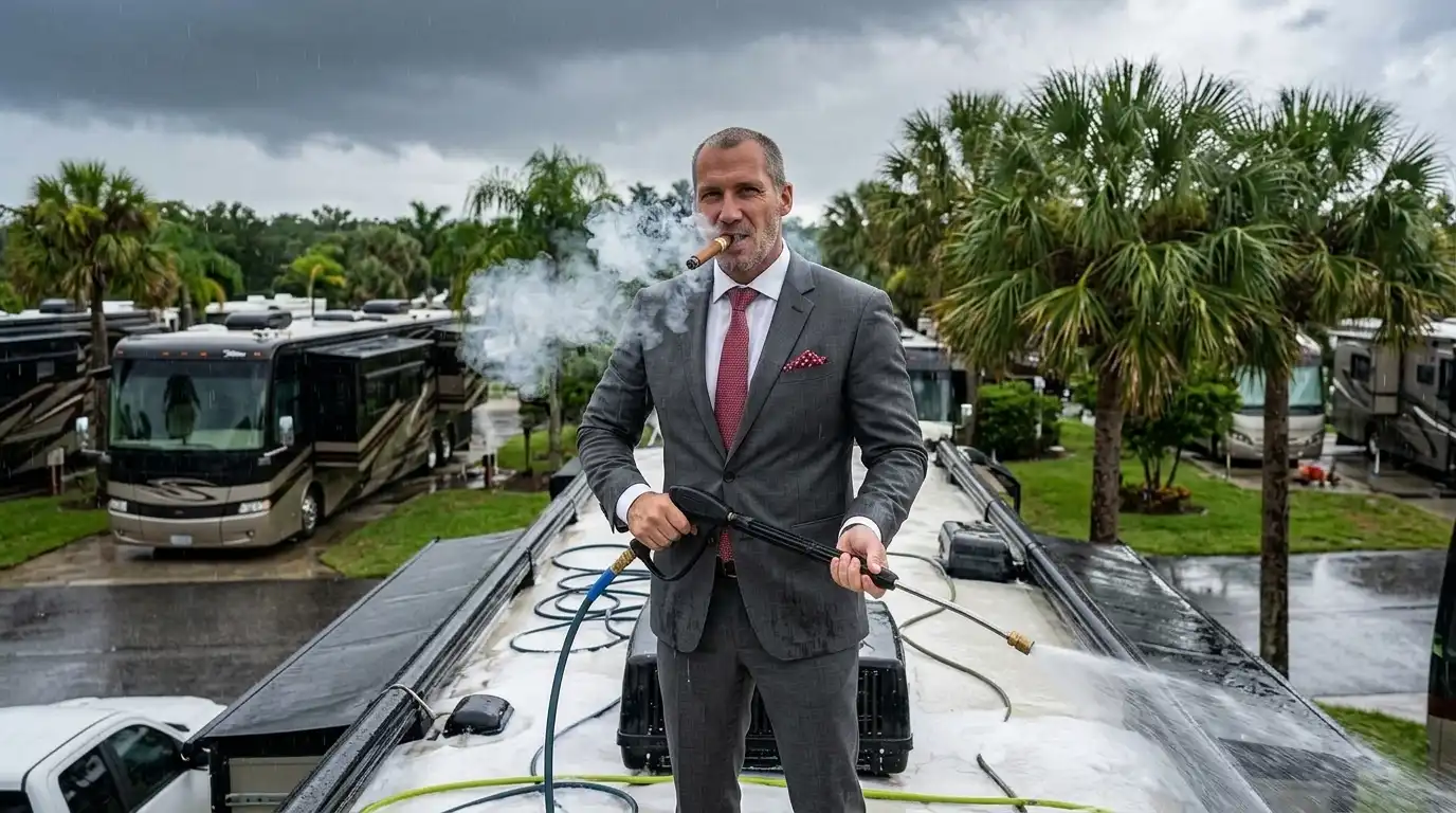 Clean Rubber Roof On Rv Naples, Fl