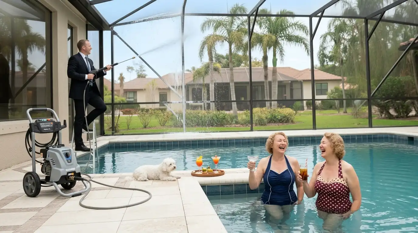 Pool Cage Cleaning — Grey Oaks Naples FL